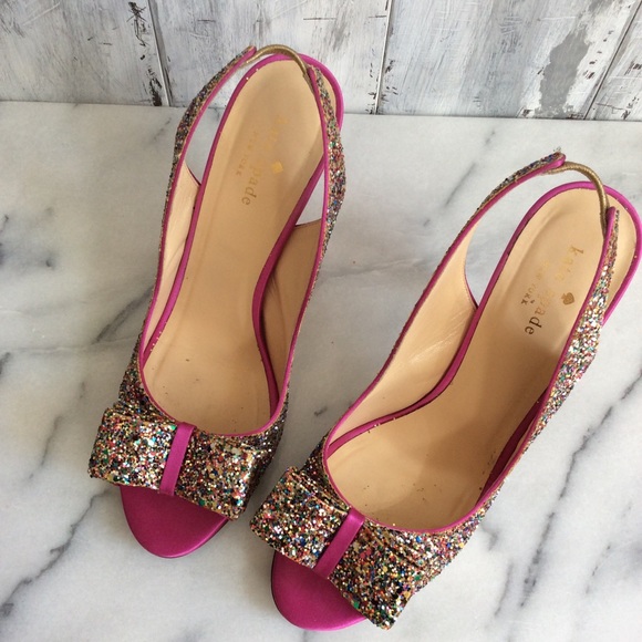 🚨SOLD🚨 Kate Spade Charm Bow Glitter Heels - Picture 7 of 8